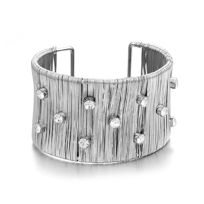 Wholesale Exaggerated Punk Diamond Open Bracelet